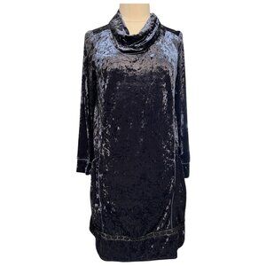 Short, crushed blue velvet dress